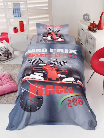 Beauty Home Racer Set Kinderbettbezug Einzel mit Kissenbezug Baumwolle 6115 160x240cm
