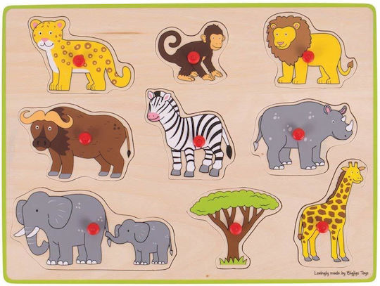 Lemnos Puzzle pentru Copii cu Îmbinări Lift Out Wild Animals pentru 2+ ani+ Ani 9buc Big Jigs