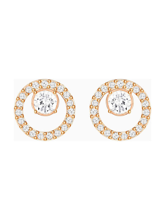 Swarovski Women's Gold Plated Studs Earrings for Ears Creativity Circle with Stone