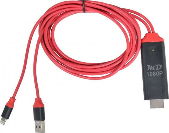 Anga Cablu HDMI De Sex Masculin - Fulger Masculin 2m Roșu