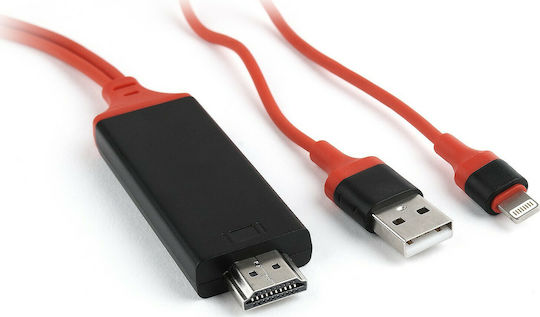 Cablexpert HDMI-Kabel Männlich - Blitzschlag Männlich 1,8m Rote
