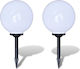 vidaXL Комплект 2 Соларни Светлини Топки 0.8W Студено бяло с Фотоклетка