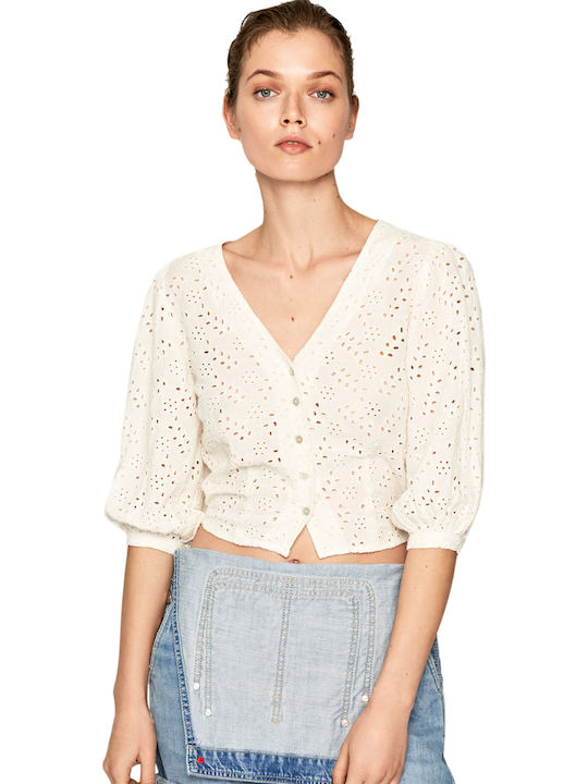 Claudie Women's Monochrome Short Sleeve Shirt White
