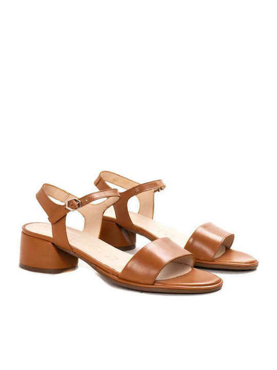 Wonders Leather Women's Sandals In Tabac Brown Colour