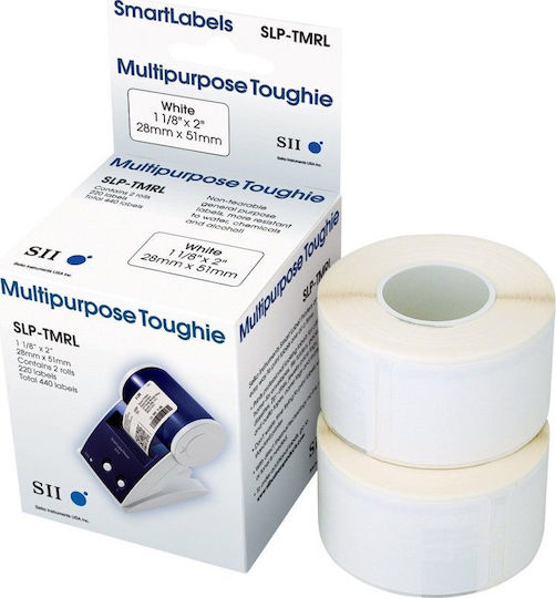 Seiko Instruments SLP-TMRL 220 Self-Adhesive Label Rolls for Label Printer 28x51mm 2pcs