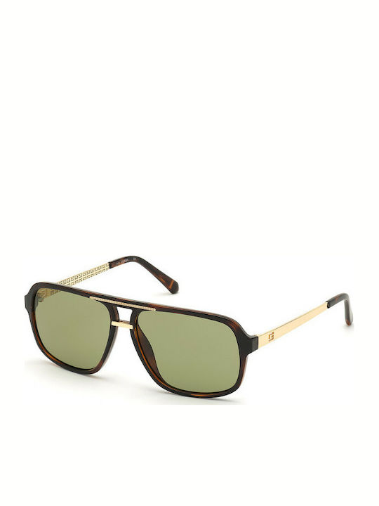 Guess Men's Sunglasses with Brown Tartaruga Frame and Green Lens GU6955 52N