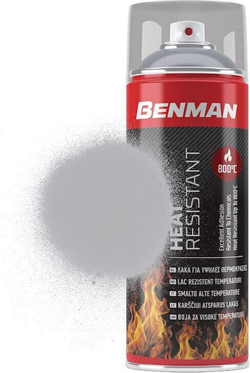 Benman Σπρέι Βαφής Heat Resistant Lacquer 800‎°C Υψηλής Θερμοκρασίας Ασημί 400ml