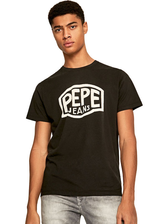 Pepe Jeans Earnest T-shirt Bărbătesc cu Mânecă Scurtă Negru