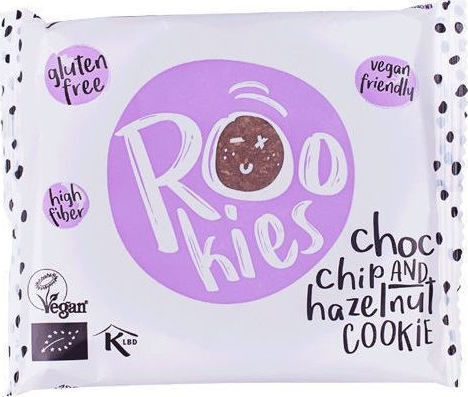 RooBar Βιολογικά Μπισκότα Rookies με Κομματάκια Chocolate & Hazelnut Χωρίς Ζάχαρη Vegan 40gr
