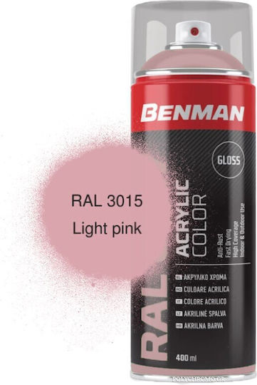 Benman Σπρέι Βαφής Acrylic με Γυαλιστερό Εφέ Light Pink RAL 3015 400ml