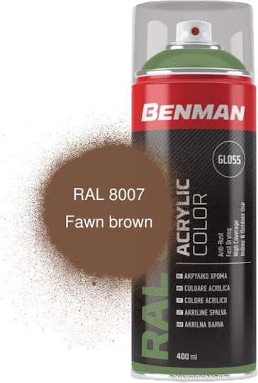 Benman Spray Paint Acrylic with Shiny Effect Fawn Brown RAL 8007 400ml