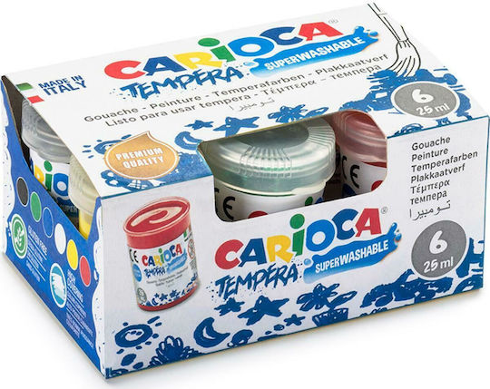 Carioca Τέμπερες Ζωγραφικής Πολύχρωμες σε Βαζάκι 25ml 6τμχ