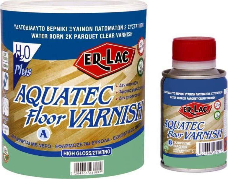 ERLAC Βερνίκι Πατώματος Aquatec Floor Varnish Σατινέ 1lt + 0.1lt
