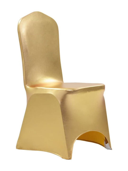 vidaXL Ελαστικό Κάλυμμα Καρέκλας Χρυσά 6 τμχ
