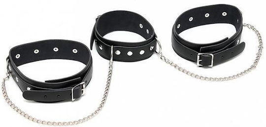 Rimba Neck To Thigh Combination With Chain Комплект за Връзване на Шия и Крайници в Черен Цвят