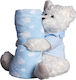 Silk Fashion Blanket Cot Bear 1 Fleece Light Blue with Animal 80x120cm