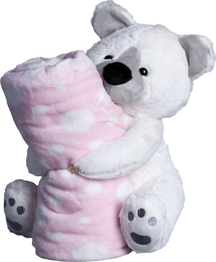 Silk Fashion Blanket Cot Bear Fleece Pink with Animal 80x120cm