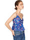 Pepe Jeans Mariah pentru Femei de Vară Bluză din Bumbac cu Bretele Floral Albastră