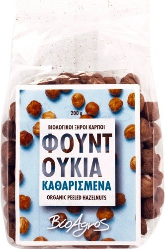 Βιο Αγρός Καθαρισμενα Βιολογικά Φουντούκια Ωμά Ψίχα Χωρίς Αλάτι 200gr