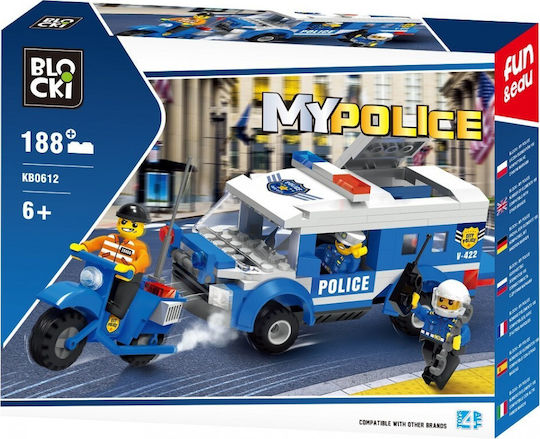 Blocki Building Blocks My Police Pursuit Van & Bike for 6+ Years 188 Pieces