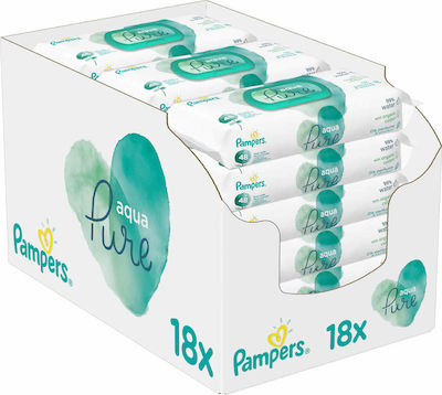 Pampers Pure Aqua cu 99% Apă, fără Alcool & Parfum 18x48buc