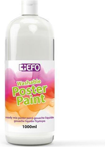 +Efo Poster Paint Τέμπερα Ζωγραφικής Λευκή σε Μπουκάλι 1000ml