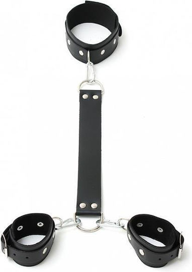 Rimba Neck To Wrist Back-Cuff Combination With Carabine Hooks Neck & Limb Restraint Set in Black Color