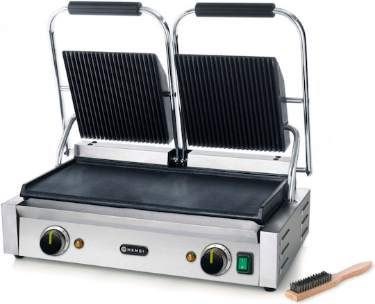 Hendi Profesional Sandwich Maker cu Suprafețe Netede Din Fontă cu Suprafețe Ondulate Din Fontă 3600W