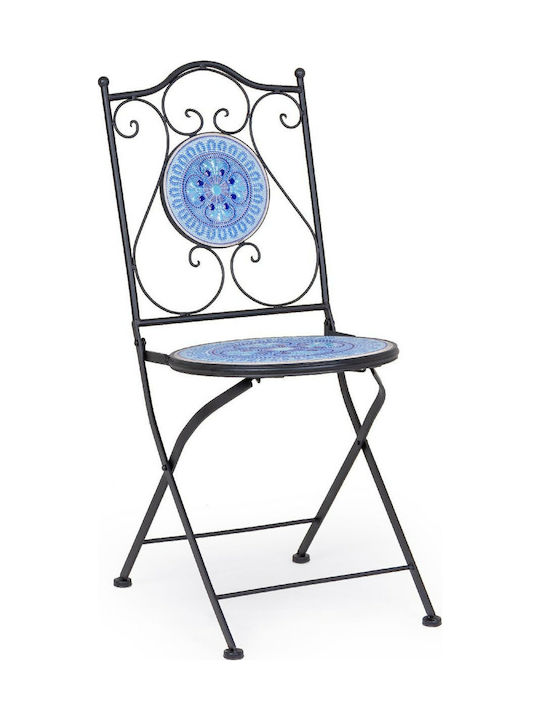 Outdoor Chair Metallic Bisanzio Black/Blue 1pcs 39x47x92cm.