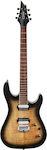 Cort KX-300 Elektrische Gitarre mit Form Stratocaster und HH Pickup-Anordnung Open Pore Raw Burst