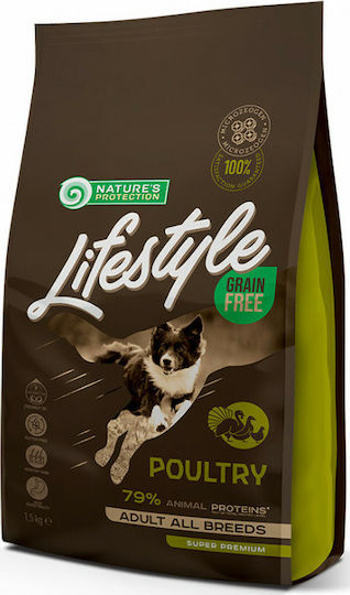 Nature's Protection Lifestyle Adult All Breeds 1.5kg Ξηρά Τροφή χωρίς Σιτηρά για Ενήλικους Σκύλους με Γαλοπούλα και Πουλερικά