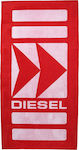 Diesel Red Cotton Beach Towel 180x95cm