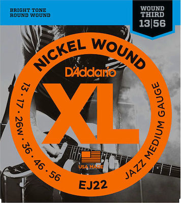 Daddario Set of Nickel Wound Strings for Electric Guitar XL Nickel Jazz Medium 13 - 56"