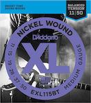 Daddario Set of Nickel Wound Strings for Electric Guitar XL Nickel Medium 11 - 50"