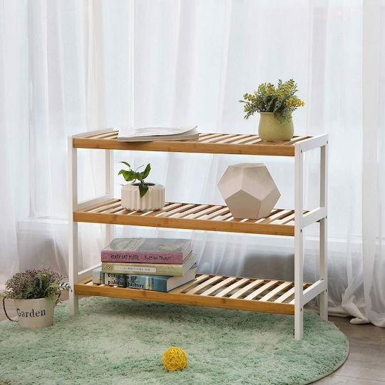 Bamboo Shoe Organizer with 3 Beige Shelves 70x26x55cm LBS03H