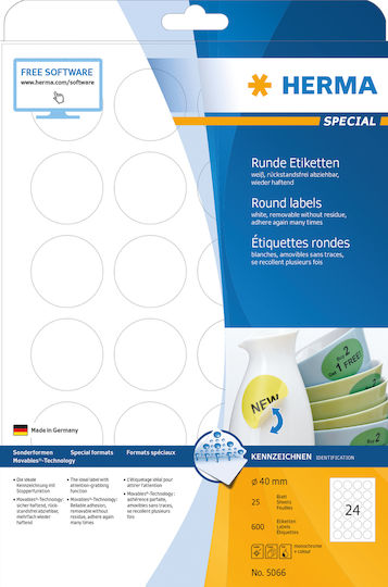 Herma 600 Etichete autoadezive A4 Rotunde 40mm