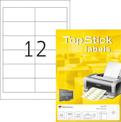 Topstick 1200 Αυτοκόλλητες Ετικέτες Α4 Ορθογώνιες 96.5x42.3mm