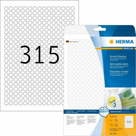 Herma 7875 Αυτοκόλλητες Ετικέτες Α4 Στρογγυλές 10mm