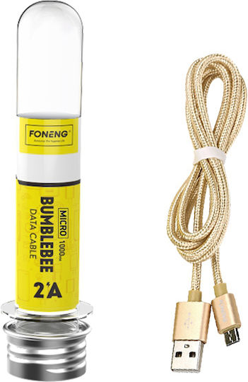 Foneng Braided USB 3.0 Cable USB-C male - USB-A 10W Χρυσό 1m FOCABBC