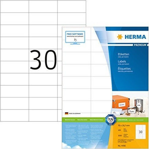 Herma 3000 Self-Adhesive Rectangular A4 Labels 70x29.7mm