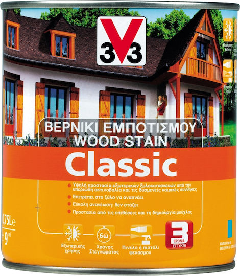 V33 Classic Woodstain Impregnation Varnish Solvent Based Oregon Satin 750ml