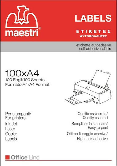 Romeo Maestri 2400 Αυτοκόλλητες Ετικέτες Α4 Ορθογώνιες 64x34mm
