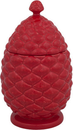 Bordallo Pinheiro Ceramic Sweet Jar Pinecone with Lid Red 20cm