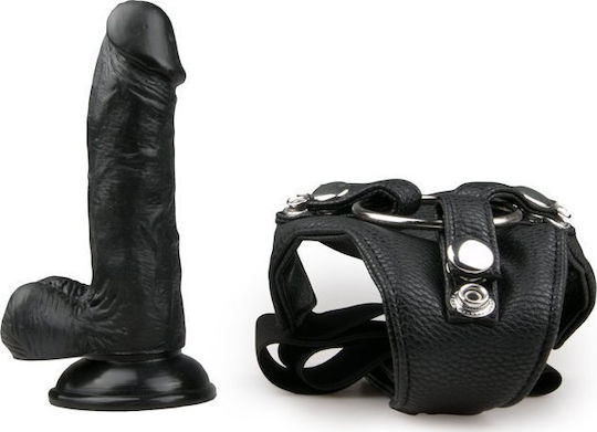Shots Ouch Realistic Strap-On Harness with Dildo 15.2cm in Black Color