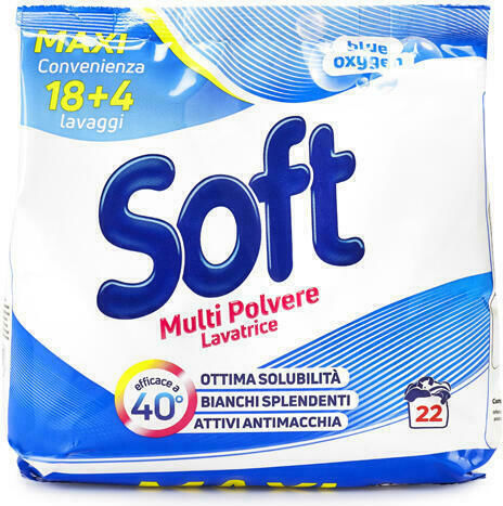 Soft Blue Oxygen Απορρυπαντικό Ρούχων σε Σκόνη 1.32kg (22 Μεζούρες)