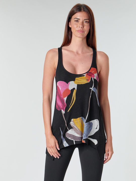 Desigual Women's Summer Blouse Sleeveless Floral Black