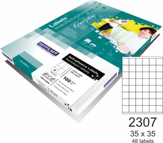Rayfilm 4800 Αυτοκόλλητες Ετικέτες Α4 Τετράγωνες Everyday 35x35mm