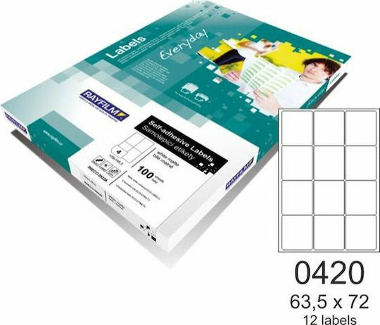 Rayfilm Everyday 1200 Self-Adhesive Rectangular A4 Labels 63.5x72mm