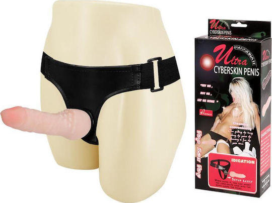 Baile Ultra Cyberskin Strap Penis Harness with Dildo 16cm in skin color