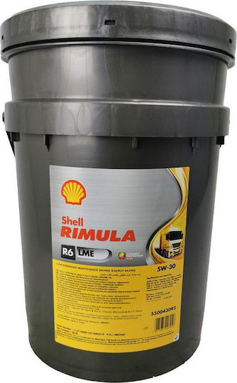 Shell Rimula R6 LME Συνθετικό Λάδι Αυτοκινήτου 5W-30 20lt